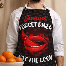 Load image into Gallery viewer, Personalized Couple Apron - 'Forget Diner, Eat The Cook' Aprons PopCulturePrints
