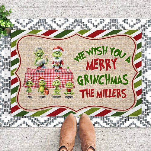 Personalized Grinchmas Family Door Mat - Custom Christmas Gift Doormat PopCulturePrints