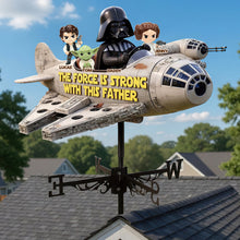 Load image into Gallery viewer, “The Force Is Strong with This Father” - Futuristic Dad Metal Weather Vane, Personalized Gifts for Dads Metal Signs PopCulturePrints
