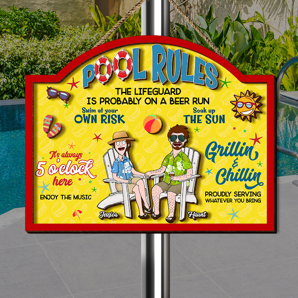 Relax and Enjoy: Personalized Pool Rules Wood Sign for Summer Lovers Wood Sign PopCulturePrints