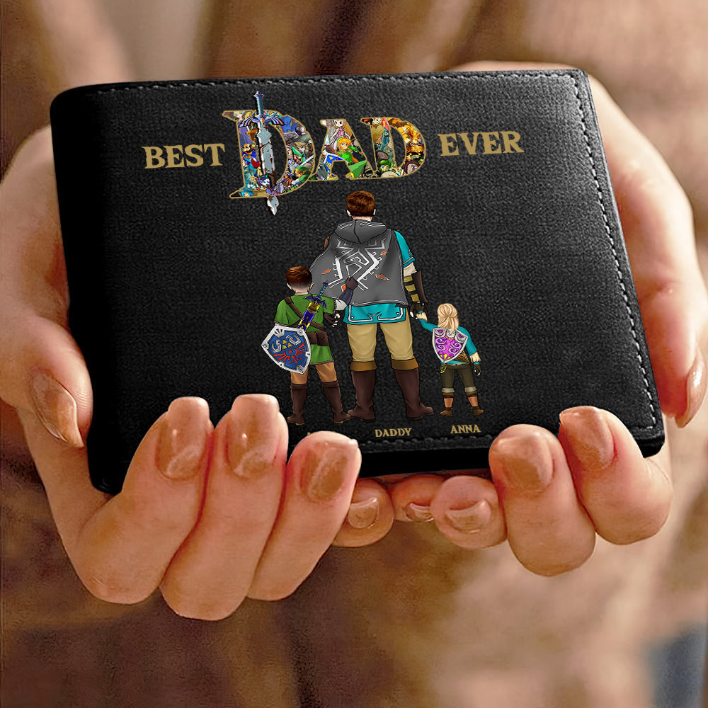 Personalized 'Best Dad Ever' PU Leather Wallet with Custom Family Design Leather Wallet PopCulturePrints