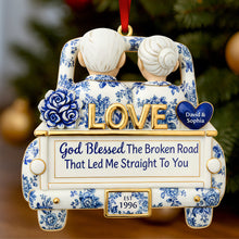 Load image into Gallery viewer, God Blessed The Broken Road - Personalized Christmas Ornament for Couples Ornament PopCulturePrints
