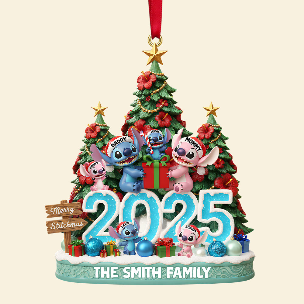 Merry Stitchmas! Unique Aliens Family Personalized Christmas Ornament - A Custom Gift for Families and Friends Ornament PopCulturePrints