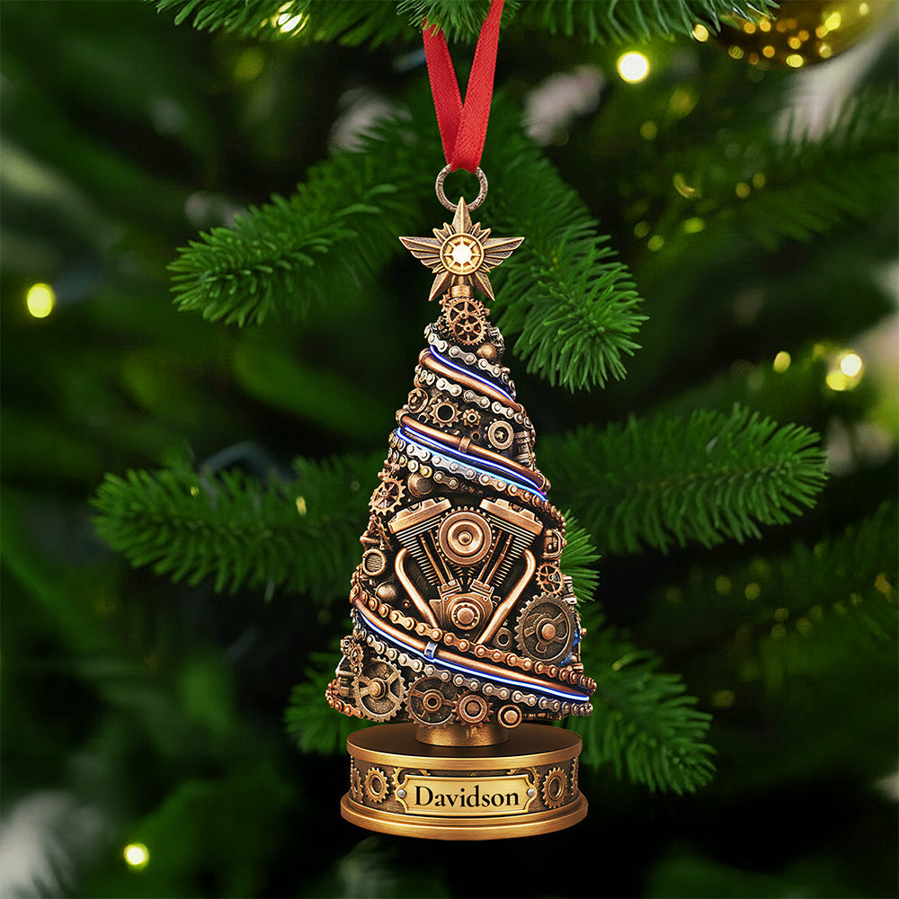 “Celebrate the Spirit of Mechanics” - Personalized Mechanic Christmas Ornament - Unique Gifts for Mechanics, Car Lovers, and Gearheads Ornament PopCulturePrints