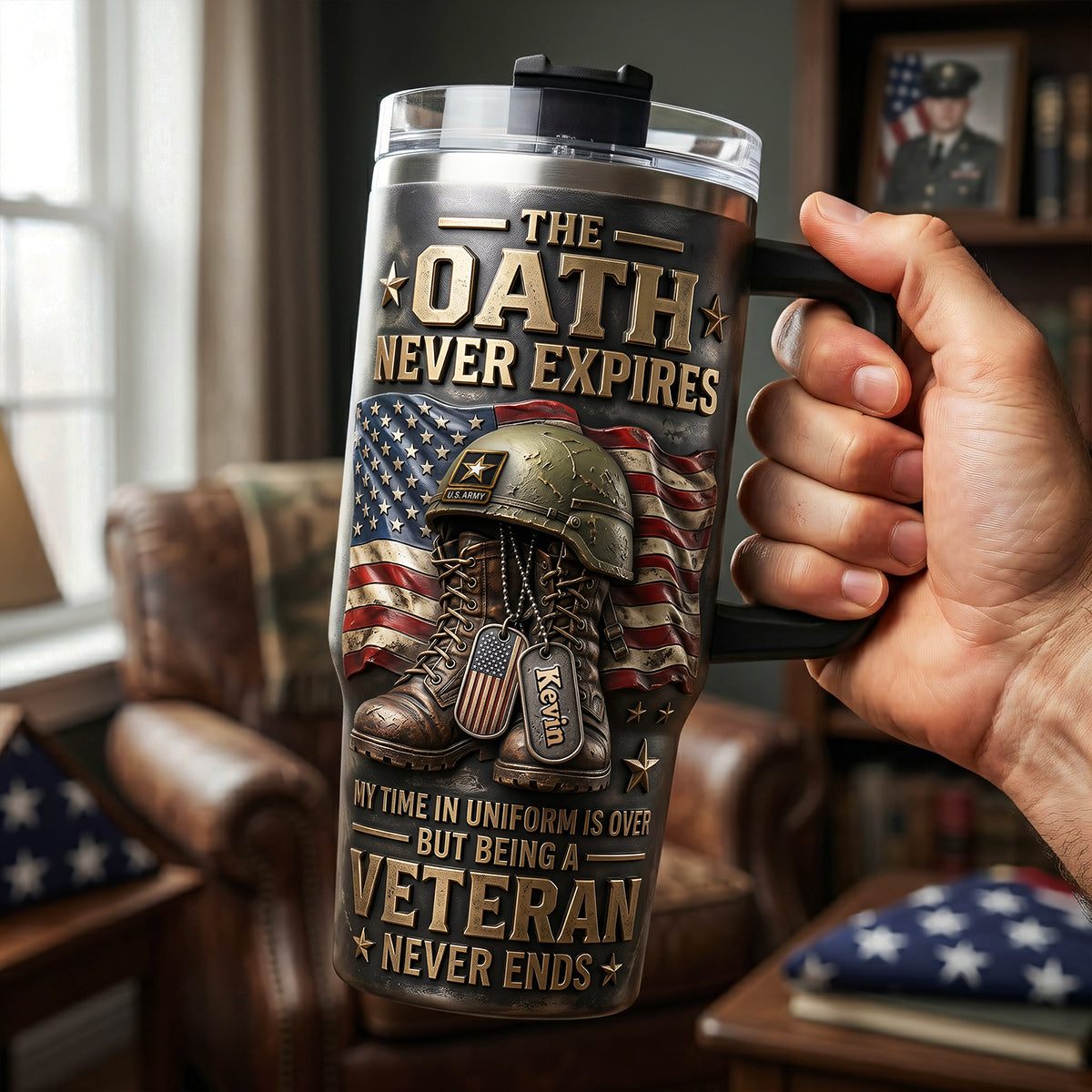 The Oath Never Expires – Custom Personalized 40oz Tumbler for Veterans