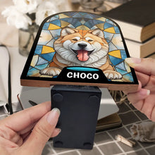 Load image into Gallery viewer, &quot;Embrace the Pawsitive Vibes&quot; - Personalized Stained Glass Cat &amp; Dog Wood Book Ends - Unique Gifts for Pet Lovers Wood Book Ends PopCulturePrints
