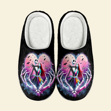 Load image into Gallery viewer, Custom Cartoon Couple Slippers - Personalized Spooky Love Design for Valentine's Day Gifts Shoes PopCulturePrints
