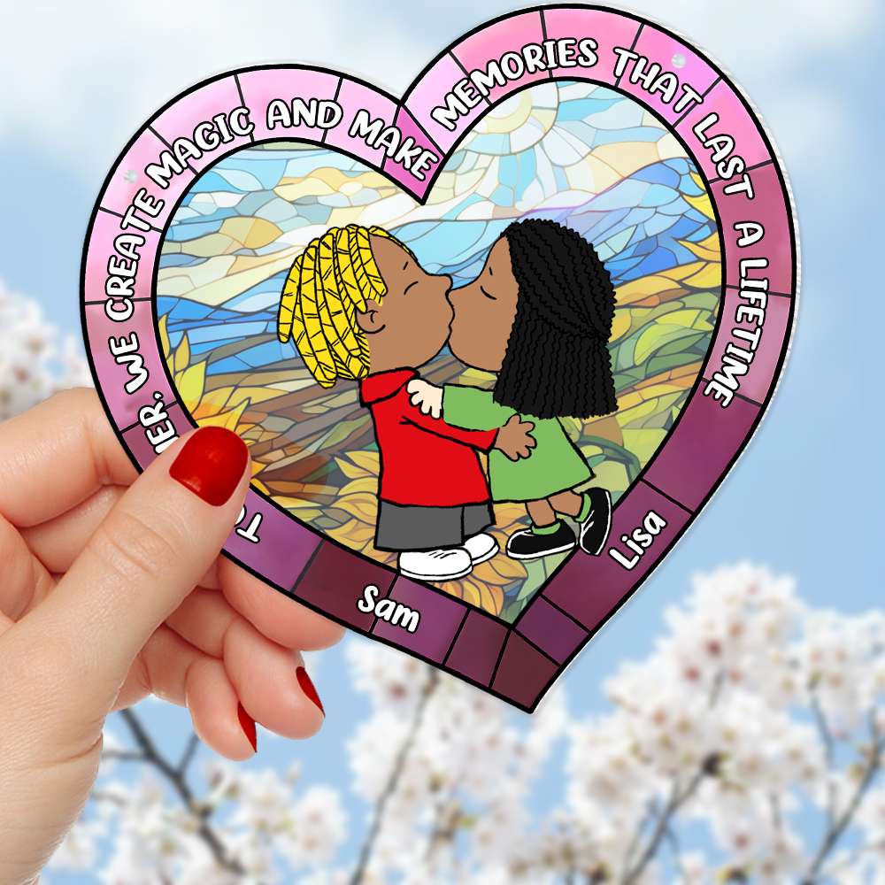 Personalized Kissing Couple Suncatcher Ornament - Unique Gift for Couples Suncatcher PopCulturePrints