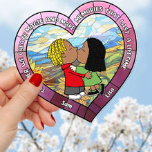 Load image into Gallery viewer, Personalized Kissing Couple Suncatcher Ornament - Unique Gift for Couples Suncatcher PopCulturePrints
