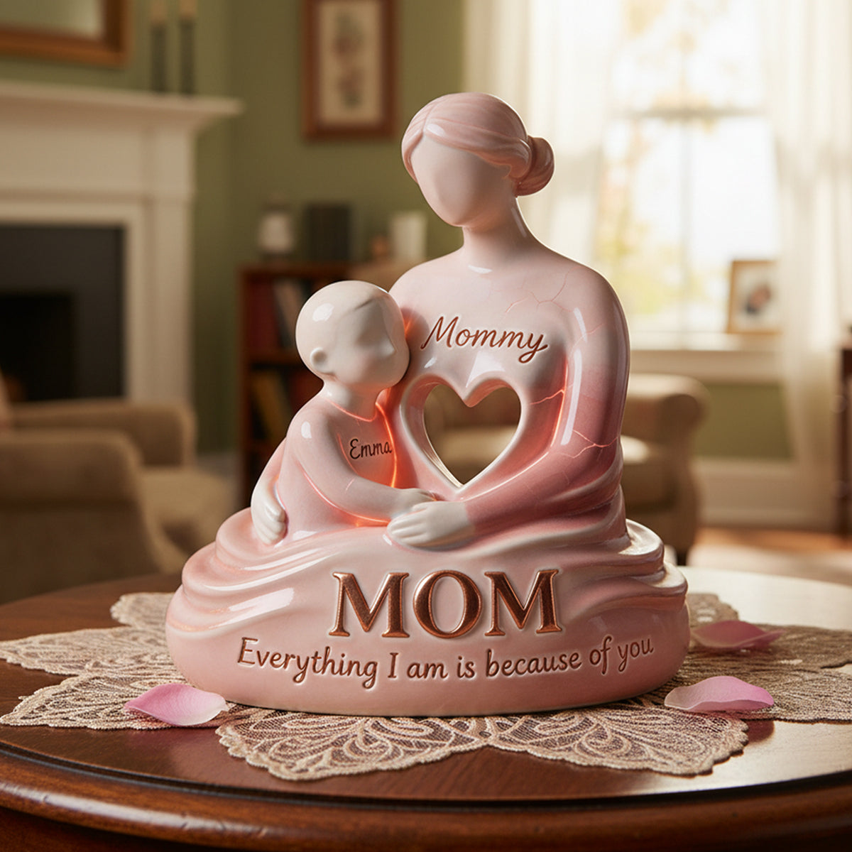 Everything I Am Is Because of You - Loving Nurturing Mom Plaque, Personalized Gift for Moms and Grandmas Shaped Plaques PopCulturePrints