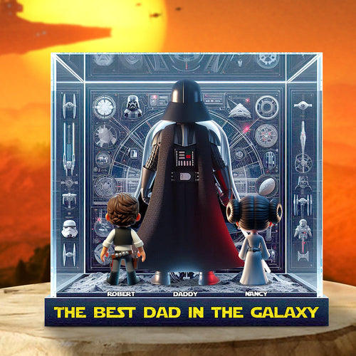 The Best Dad in the Galaxy - Personalized Acrylic Plaque Gift for Dads, Grandpas & Fathers Shaped Plaques PopCulturePrints