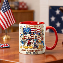 Load image into Gallery viewer, Celebrate 250 Years of Joy with Mickey &amp; Friends - USA Anniversary Accent Mug - Personalized Gift for Any Occasion
