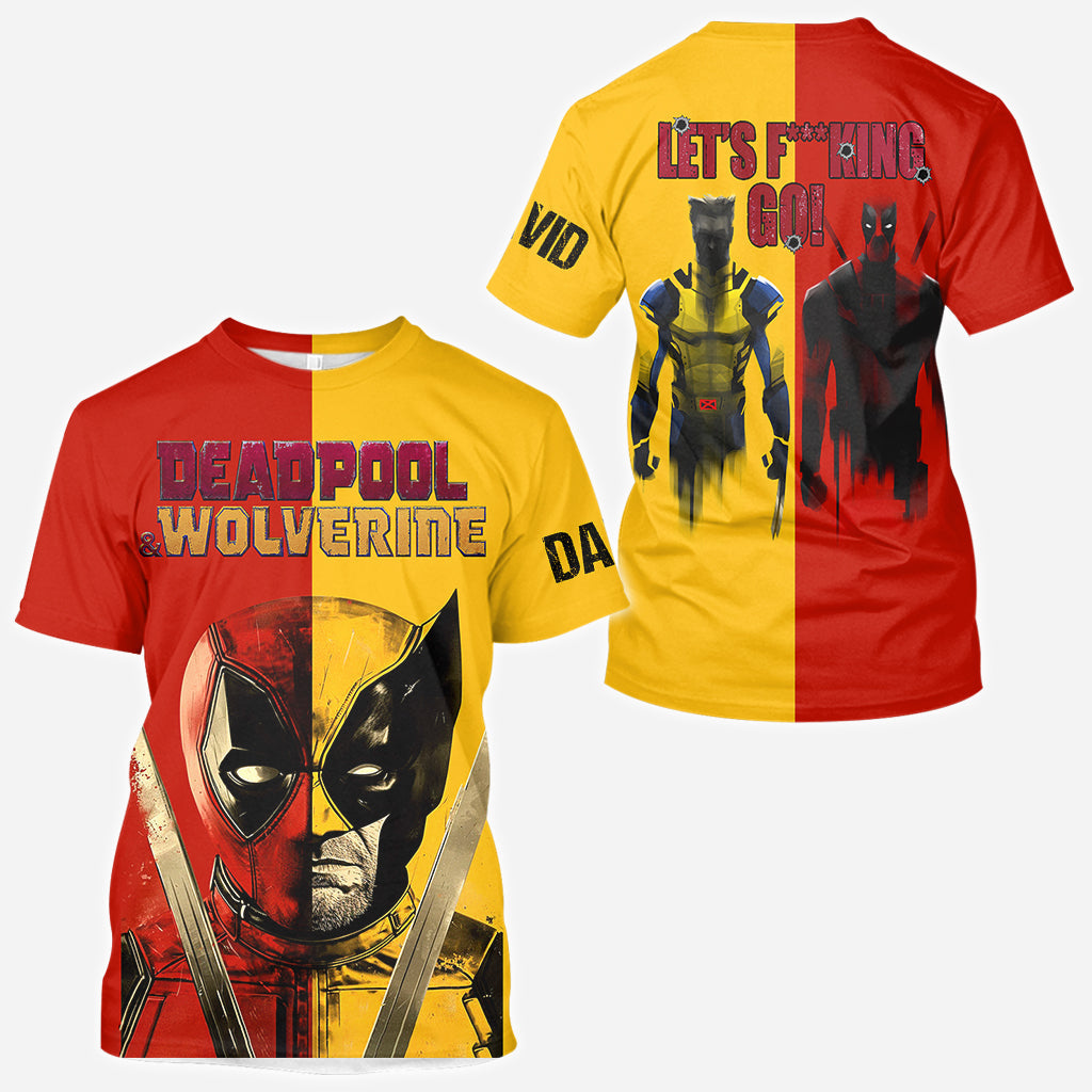 Personalized Deadpool & Wolverine All Over Shirt - Let's F***ing Go!