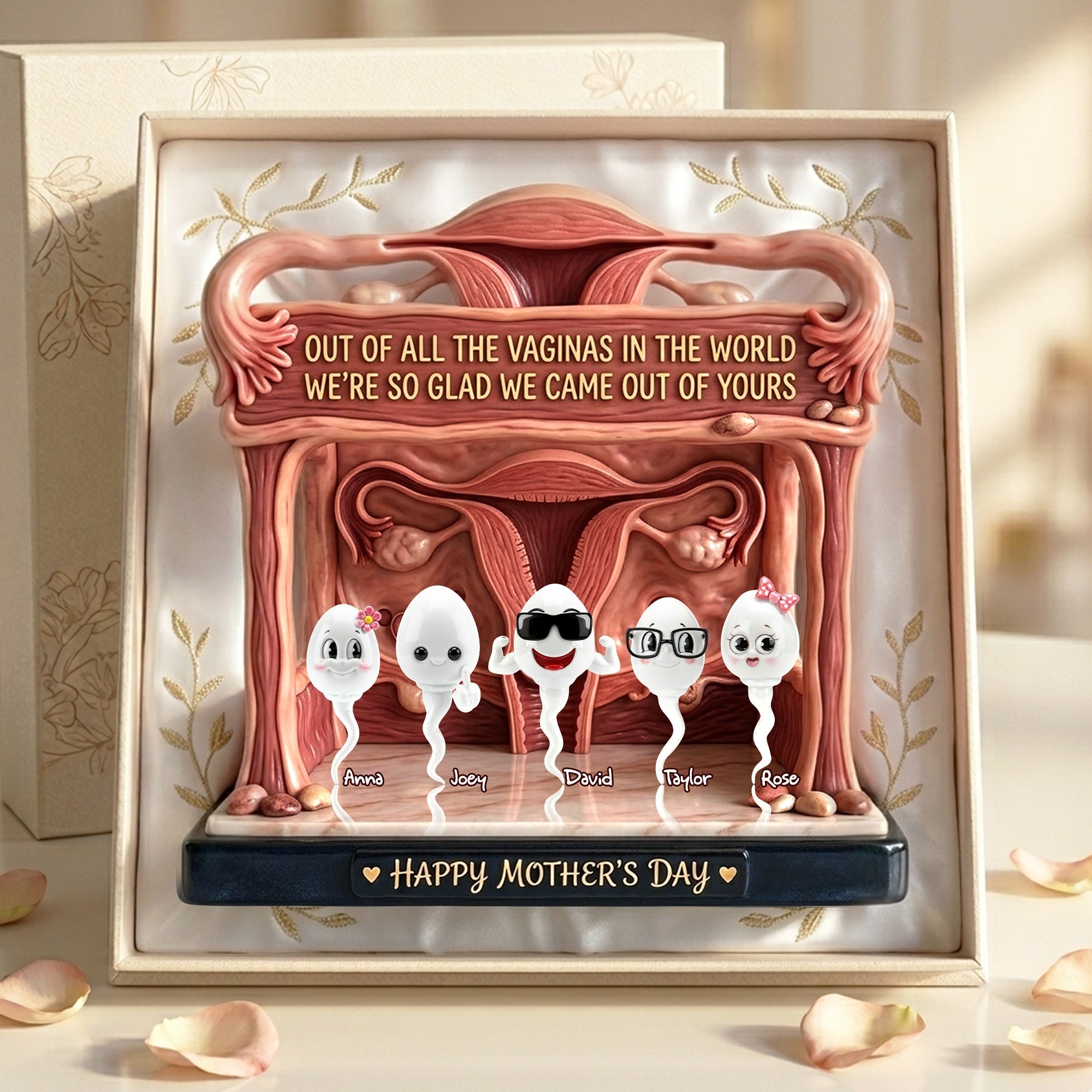 Out of All the Vaginas in the World, We're So Glad We Came Out of Yours - Funny Rude Mom Acrylic Plaque - Personalized Gift for Mom and Grandma Shaped Plaques PopCulturePrints