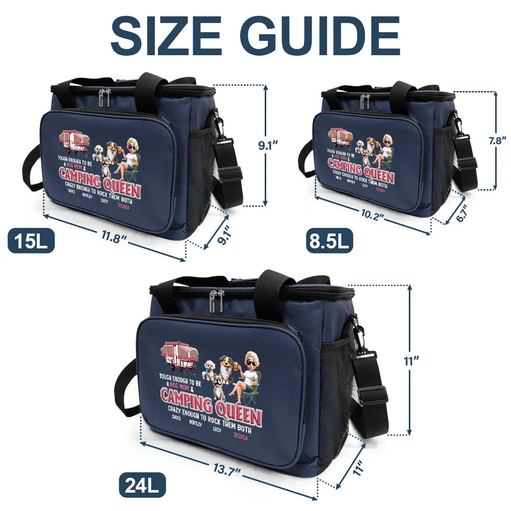 "Tough Enough to Be a Dog Mom & Camping Queen" - Personalized Lunch Bag for Dog Lovers Lunch Bag, Cooling Tote PopCulturePrints