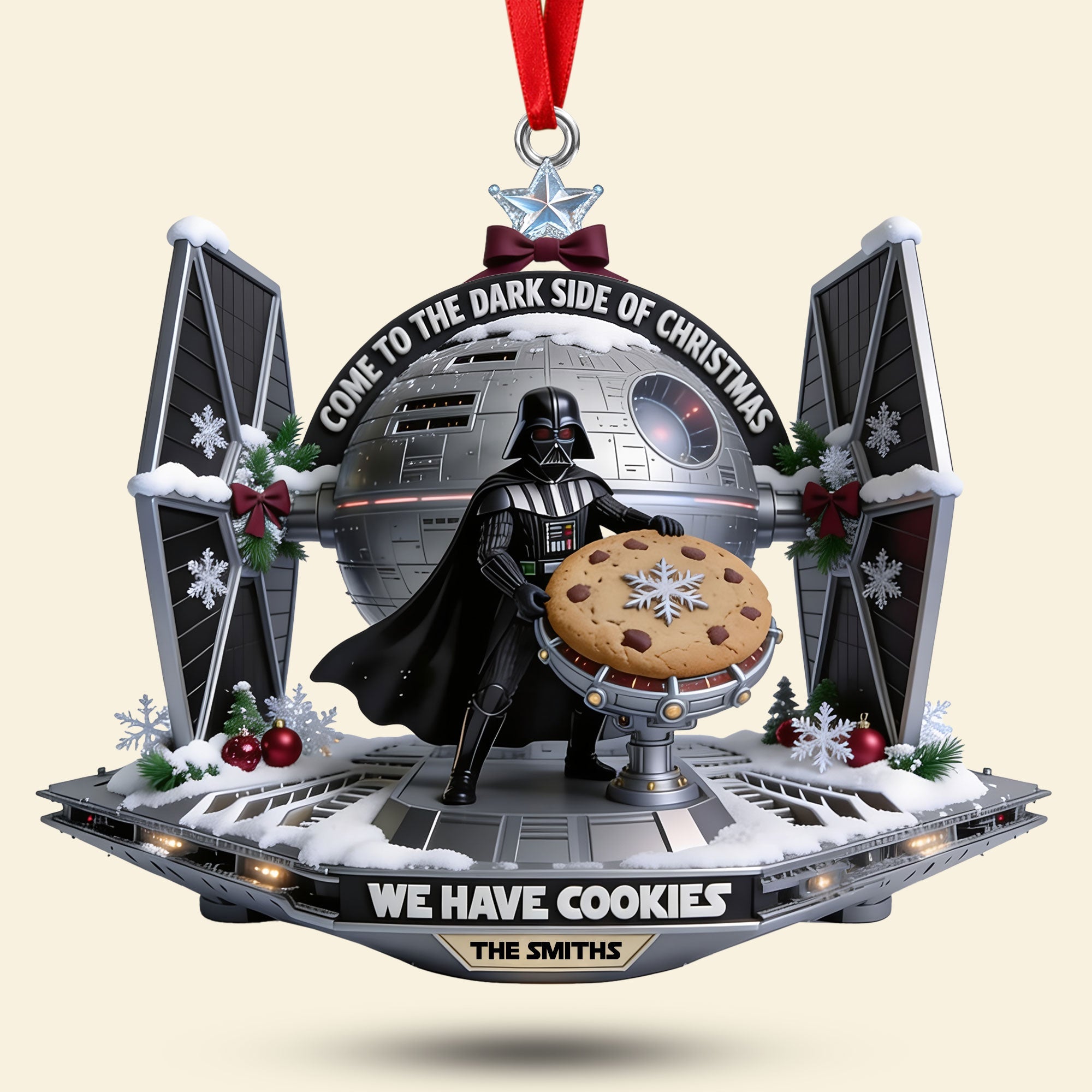 "Join the Dark Side with Delicious Cookies!" - Personalized Christmas Ornament - Gift for Star Wars Fans, Family, and Friends