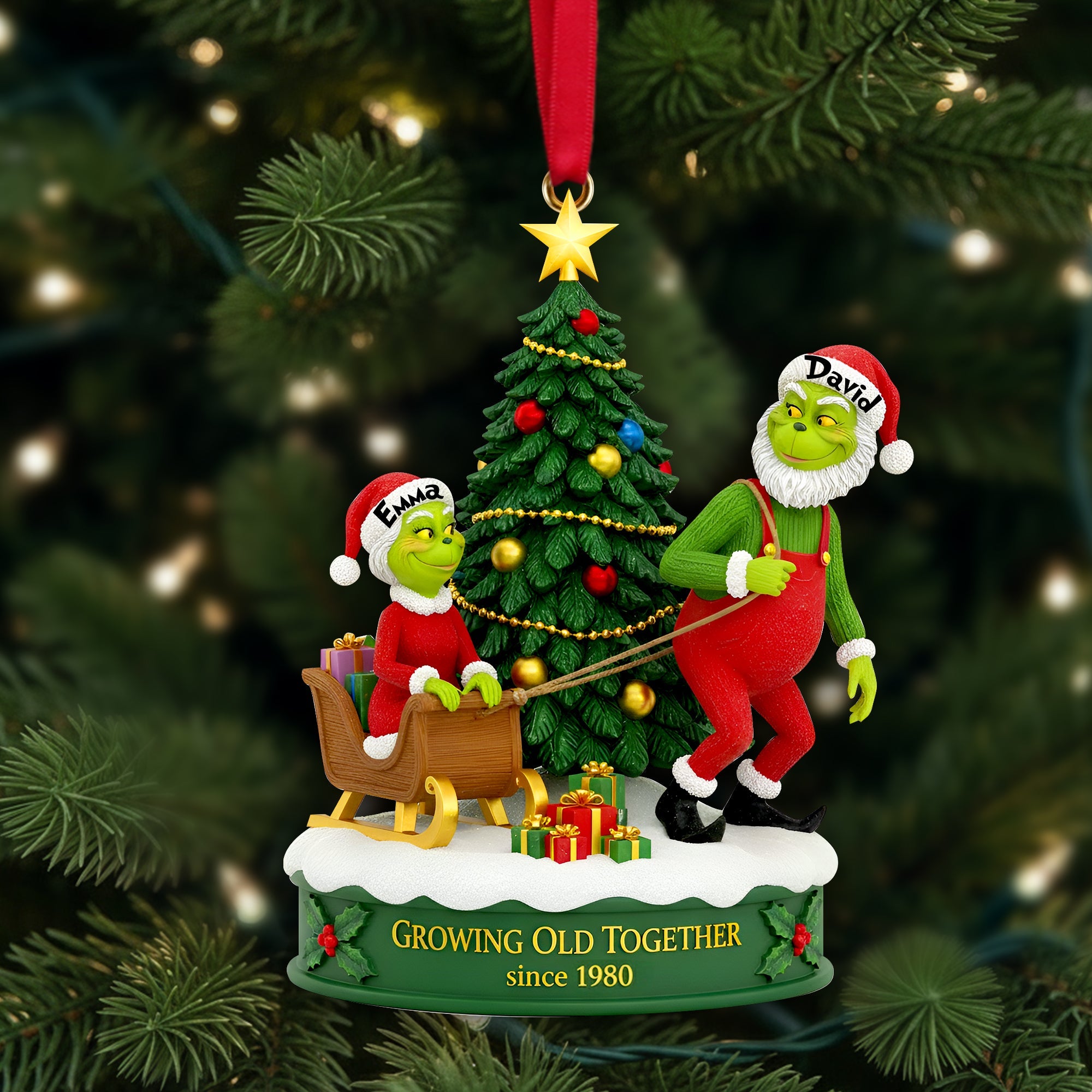 Growing Old Together - Personalized Christmas Ornament for Couples Ornament PopCulturePrints