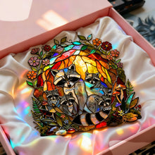Load image into Gallery viewer, "Embrace the Beauty of Nature" - Raccoon Family Suncatcher Ornament - Personalized Gift for Mom, Grandma, and Loved Ones Ornament PopCulturePrints
