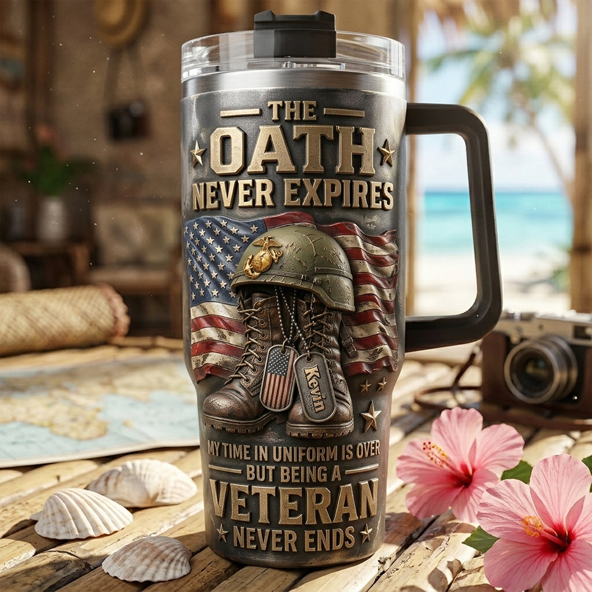 The Oath Never Expires – Custom Personalized 40oz Tumbler for Veterans