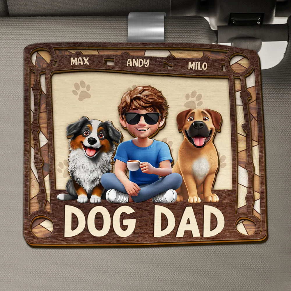 Proud Dog Dad - Personalized Custom Shaped Car Visor Clip Car Visor Clip PopCulturePrints