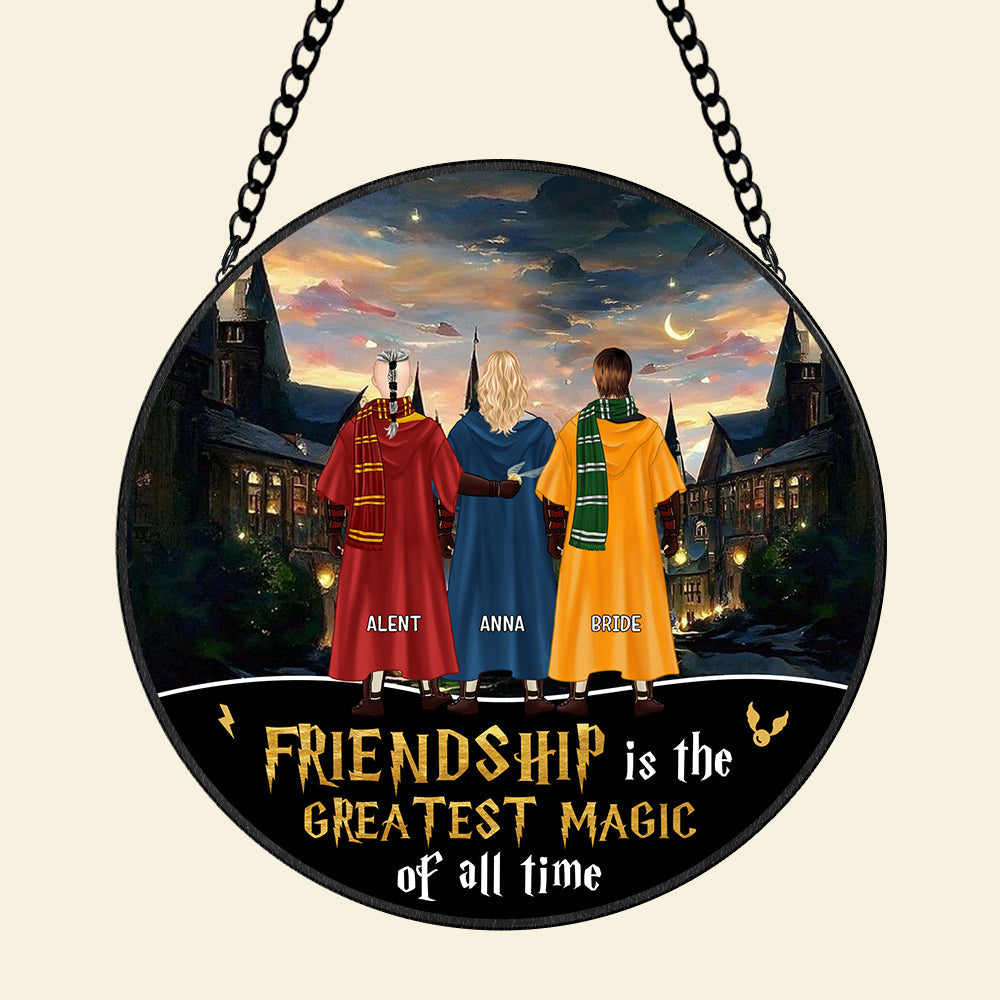 Personalized Friendship Round Stained Glass – Fantasy-Themed Design