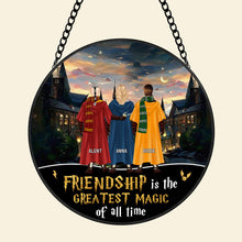 Load image into Gallery viewer, Personalized Friendship Round Stained Glass – Fantasy-Themed Design
