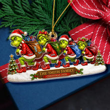 Load image into Gallery viewer, Sneaking Santa Christmas Monster Family Ornament - Personalized Gifts for Your Loved Ones
