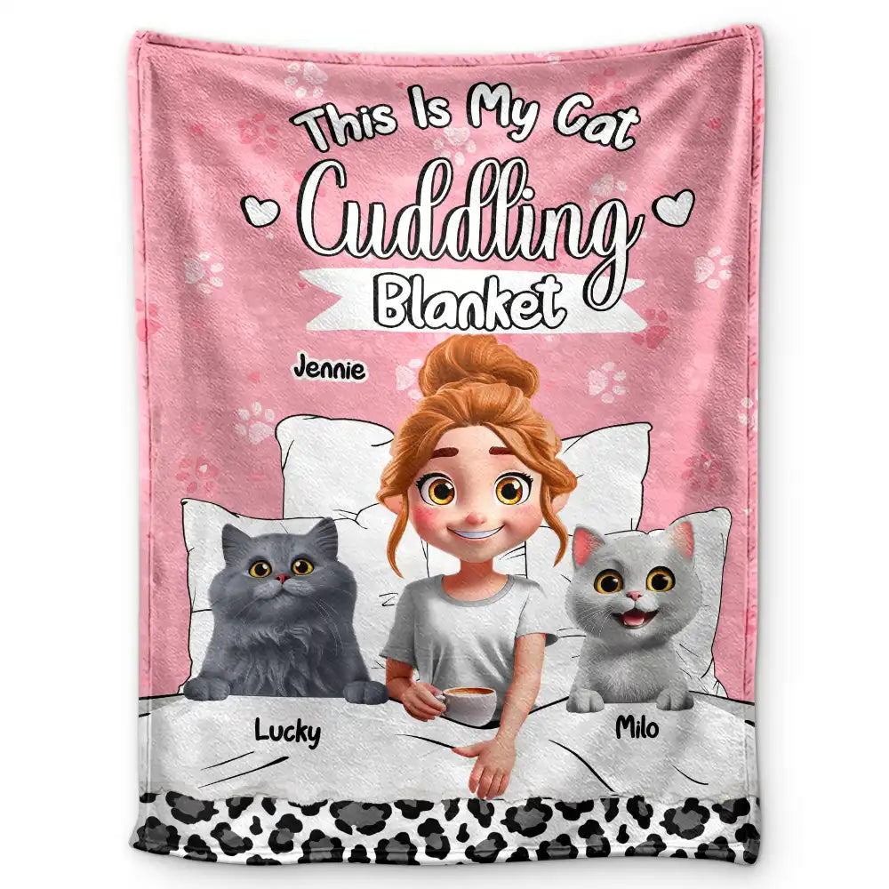 This Is My Cat Cuddling Blanket - Personalized Fleece Blanket for Cat Lovers Fleece Blanket PopCulturePrints