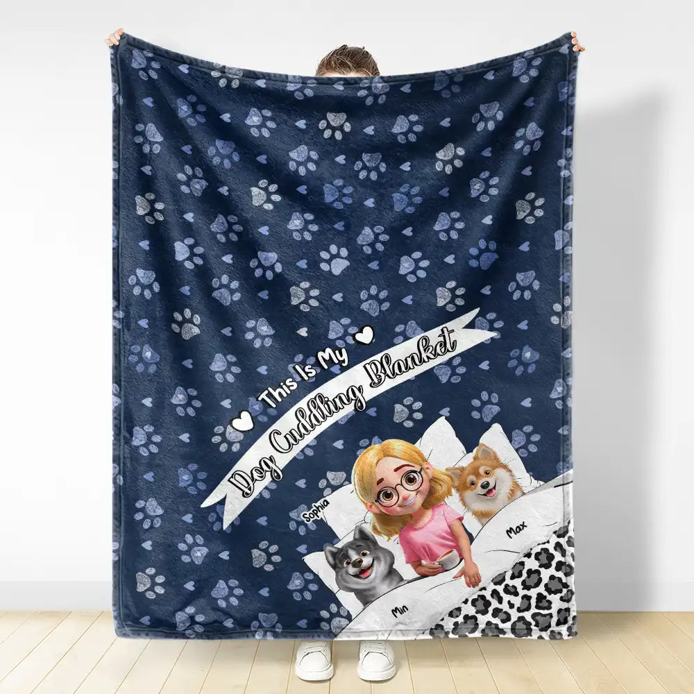 "Cuddle Up with Love - Personalized Dog Cuddling Blanket" - Custom Fleece & Sherpa Blanket for Pet Lovers, Great Gift for Mom & Grandma Fleece Blanket PopCulturePrints