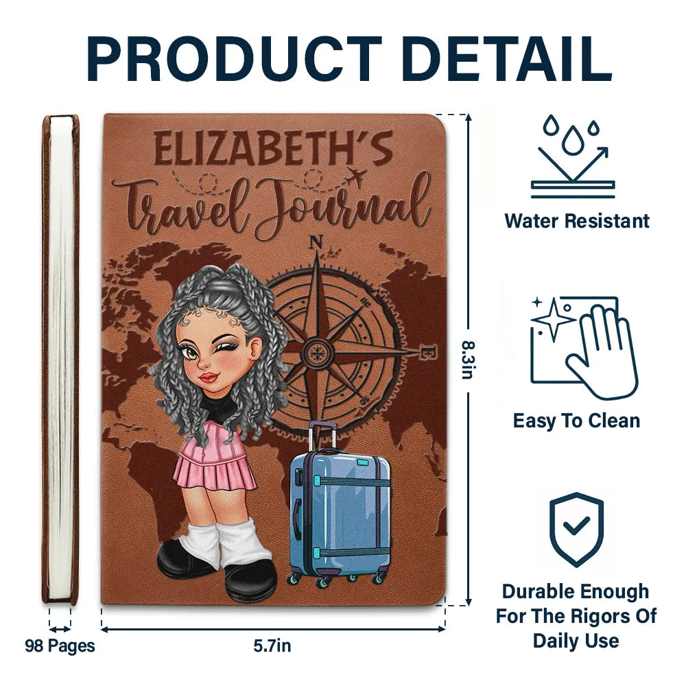 Explore Your World: Personalized Adventure Book Travel Journal - Gift for Mom, Grandma, or Any Travel Enthusiast Leather Journal PopCulturePrints