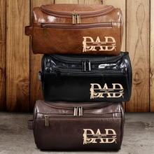 Load image into Gallery viewer, Dad, We Love You - Personalized Leather Toiletry Bag with Kids&#39; Names Leather Toiletry Bag PopCulturePrints
