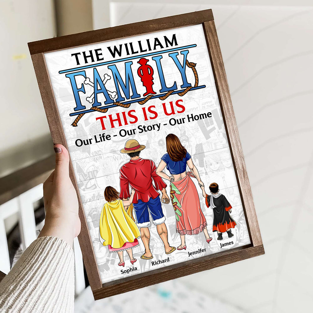 Personalized Family Canvas Print - Custom Cartoon Theme Art