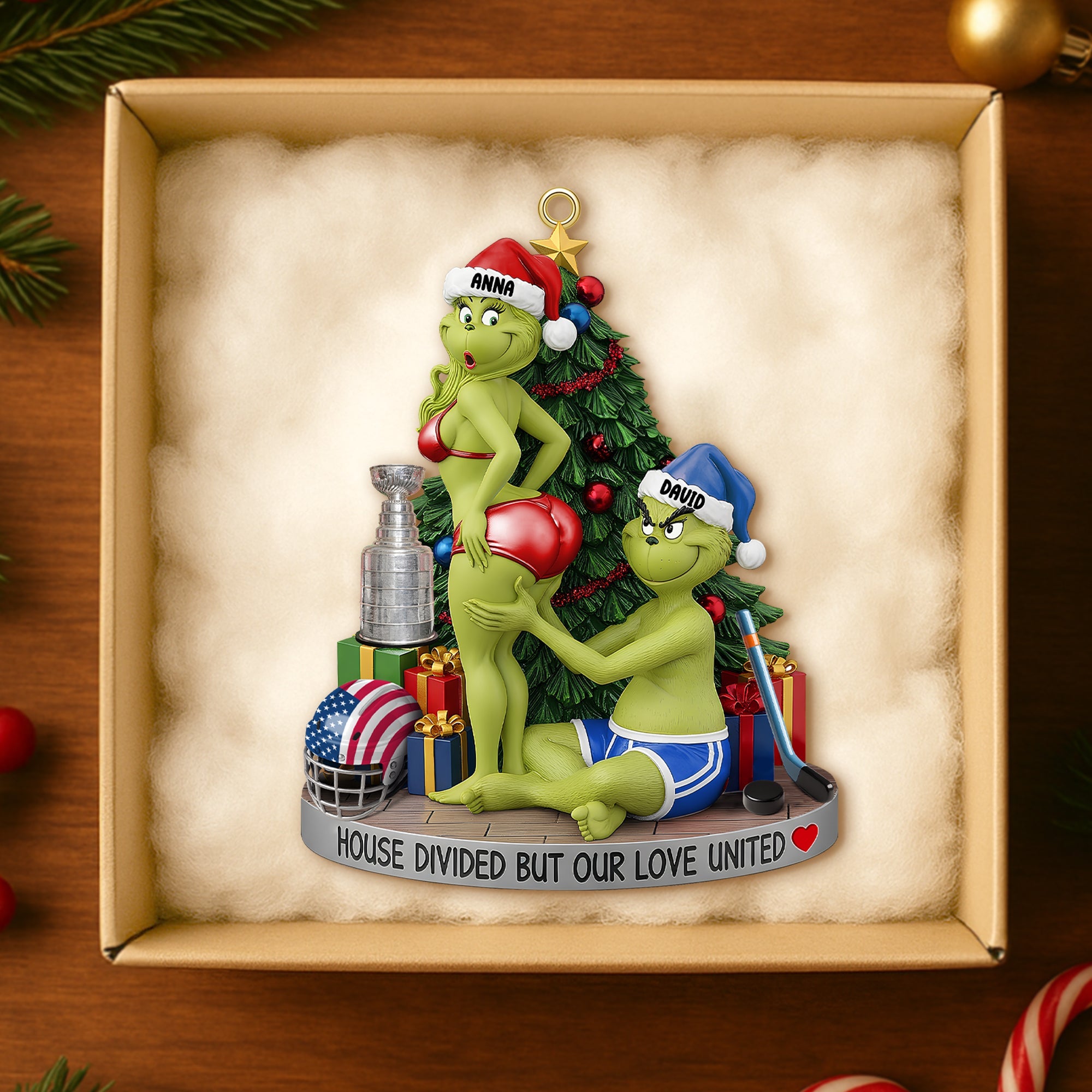 Personalized Funny Gifts For Ice Hockey-loving Couple Christmas Ornament 02hutn250925 Ornament PopCulturePrints