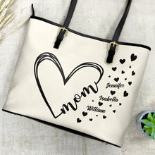 Load image into Gallery viewer, Grandma Little Hearts - Personalized Leather Tote Bag Leather Tote Bag PopCulturePrints
