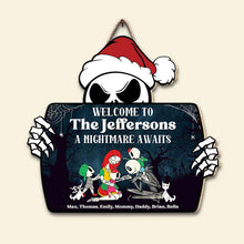 Load image into Gallery viewer, Custom Horror Family Wood Sign - Welcome A Nightmare Wood Sign PopCulturePrints
