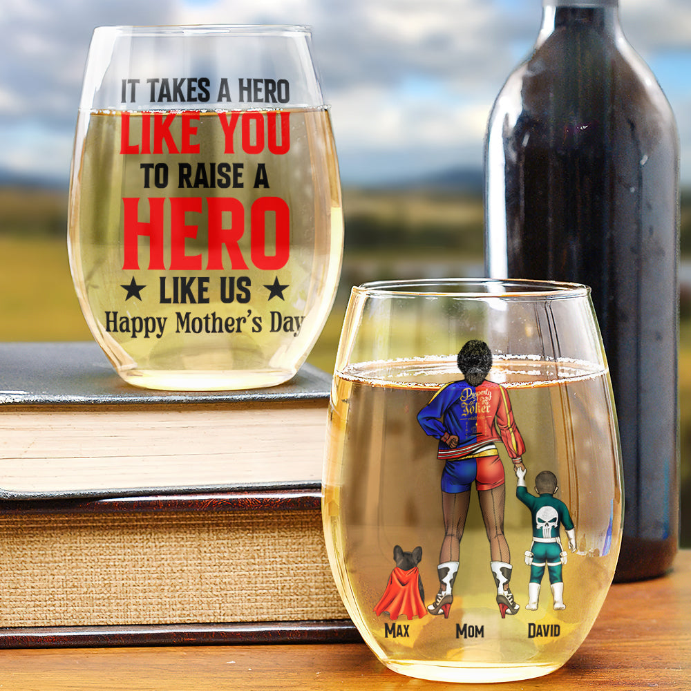 It Takes A Hero Like You To Raise A Hero Like Us - Personalized Glass Egg Cup for Mom, Gift for Mother's Day, Grandma, and More Glass Egg Cup PopCulturePrints