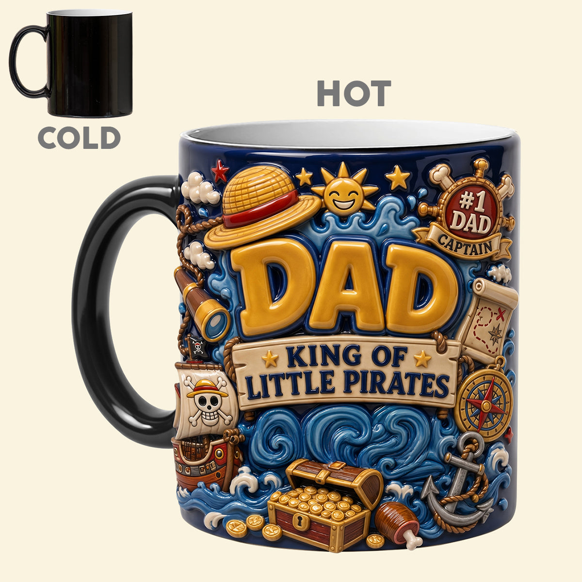 "Adventure Awaits: Captain Dad's Magic Mug" - Personalized Gift for Dads, Grandpas, and More! Coffee Mug PopCulturePrints