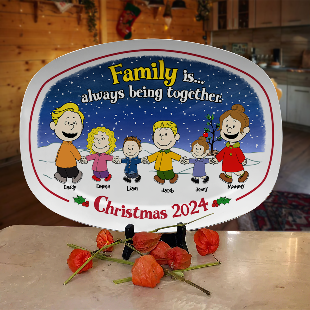 Personalized Family Cartoon Christmas Plate 2024 Plates PopCulturePrints