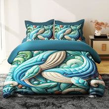 Load image into Gallery viewer, Whale Couple Quilt Bedding Set – A Perfect Gift for Couples Blanket PopCulturePrints
