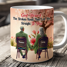 Load image into Gallery viewer, Personalized Couples Coffee Mug - God Blessed The Broken Road Coffee Mug PopCulturePrints
