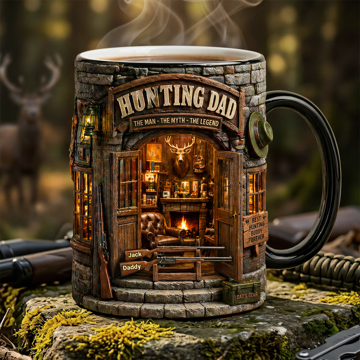 Hunting Dad: The Man, The Myth, The Legend - Personalized Magic Mug for Dads and Grandpas Coffee Mug PopCulturePrints