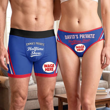 Load image into Gallery viewer, “Touchdown in Style!” - Matching Game Day Couple Men &amp; Women Boxer Briefs - Personalized Gift for Sporty Couples
