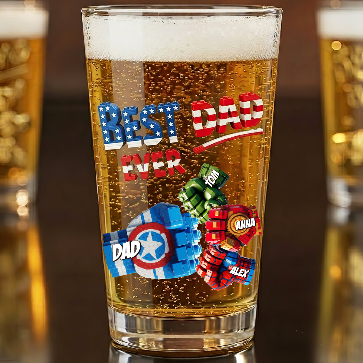 "Best Dad Ever" - Personalized Legendary Dad Drinking Glass - Gift for Dad and Grandpa Beer Glasses PopCulturePrints