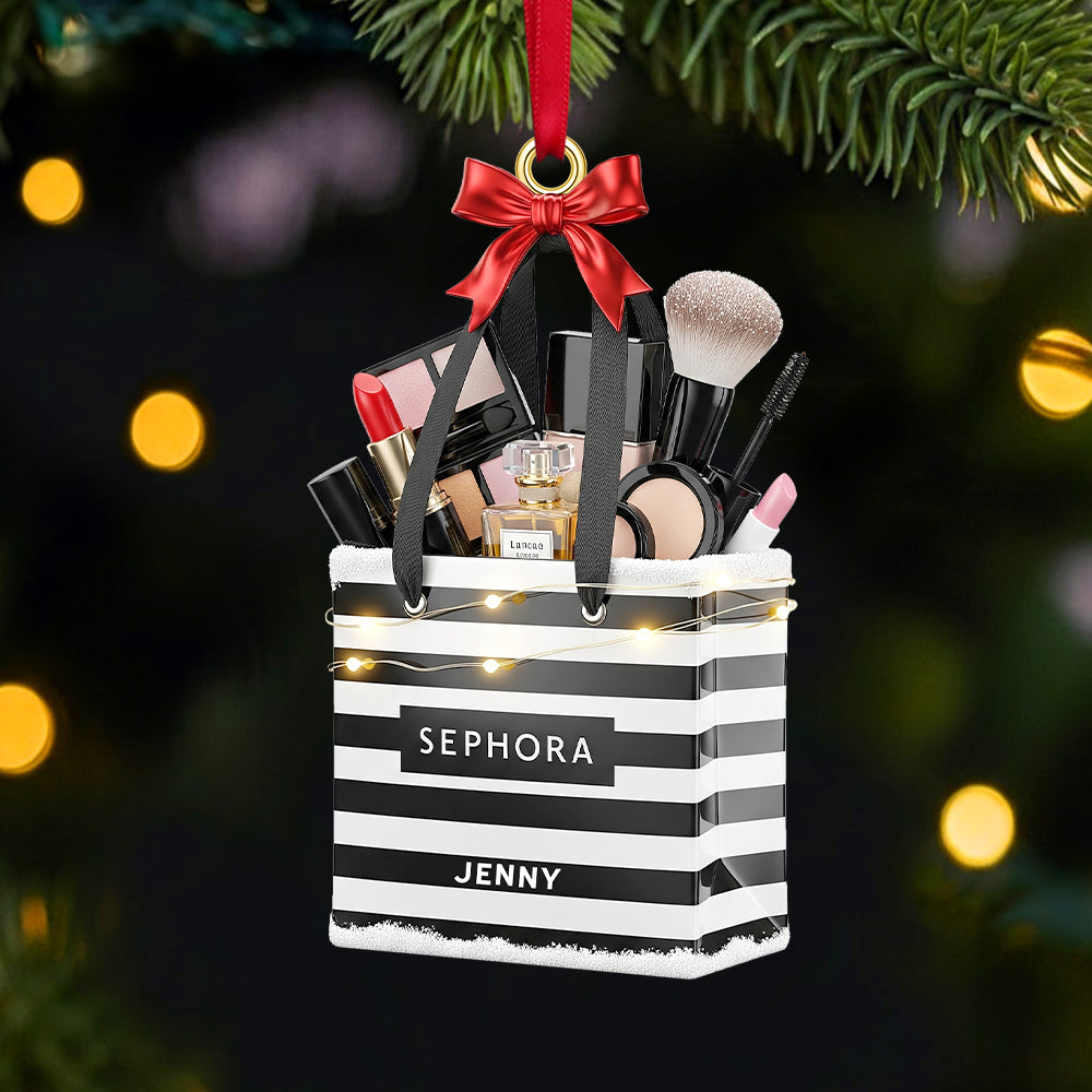 "For the Makeup Lovers: A Personalized Christmas Ornament - Perfect Gift for Beauty Enthusiasts" Ornament PopCulturePrints