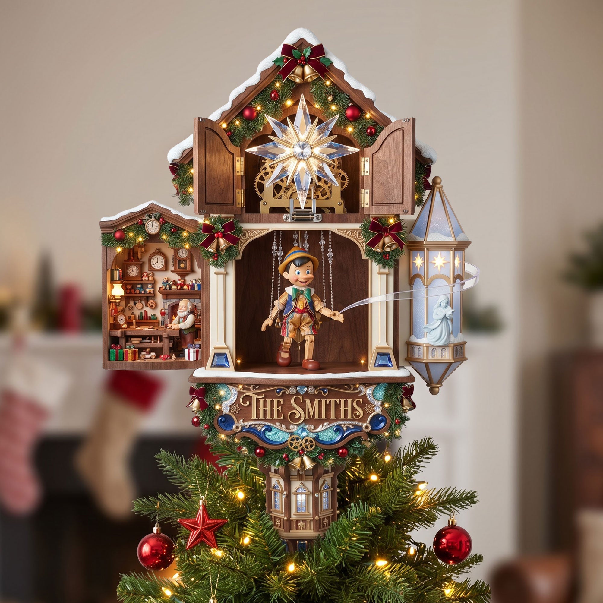 "A Touch of Magic for Your Tree!" - Personalized Little Wooden Boy Acrylic Christmas Tree Topper - Unique Gift for Family & Friends