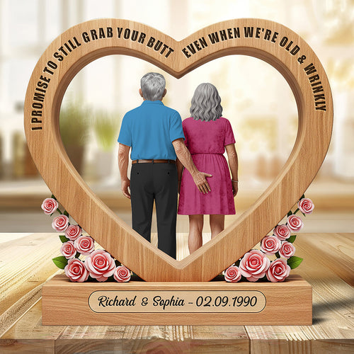 I Promise to Still Grab Your Butt - Personalized Old Couple Acrylic Plaque Shaped Plaques PopCulturePrints