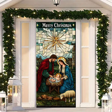 Load image into Gallery viewer, Nativity Scene Christmas Door Cover - Holy Night Christ Born
