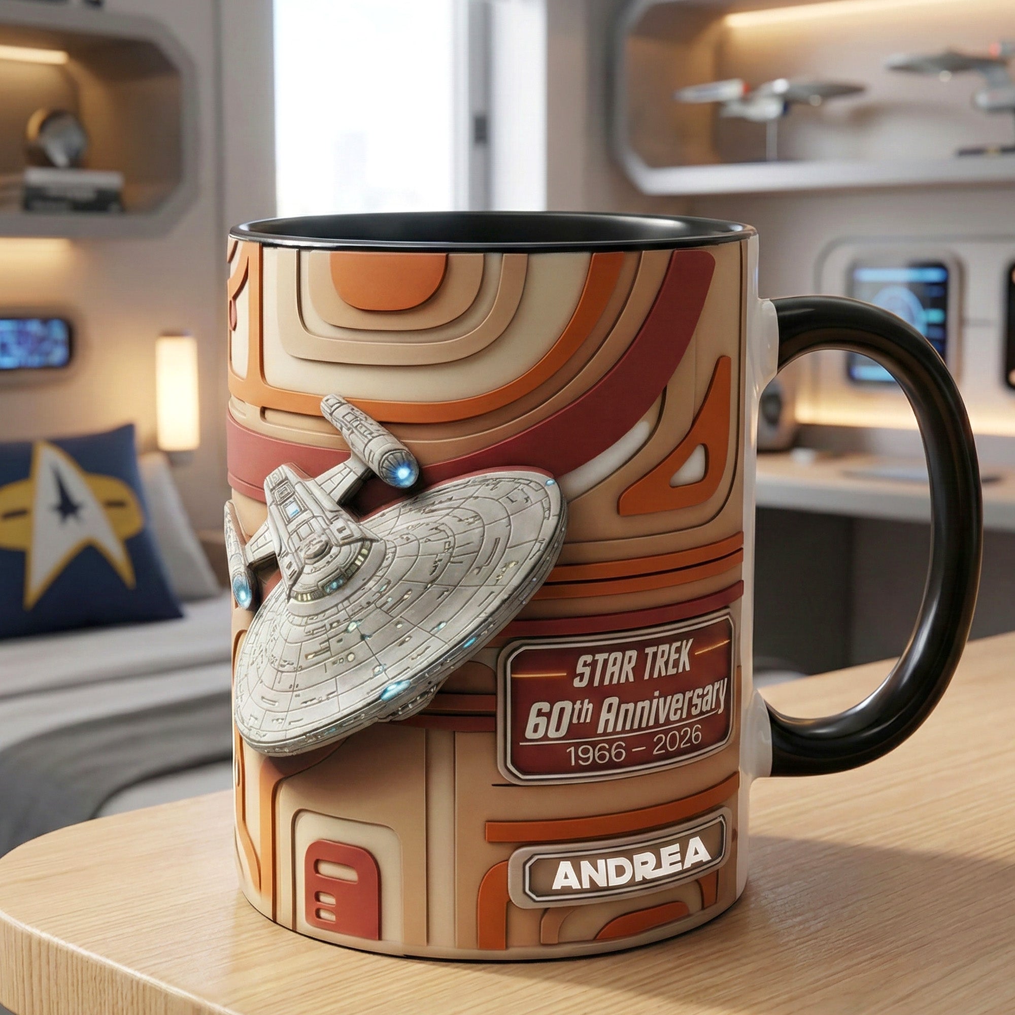 “Embrace the Universe with Every Sip” - Spaceship Coffee Accent Mug - Personalized Gift for Cosmic Lovers