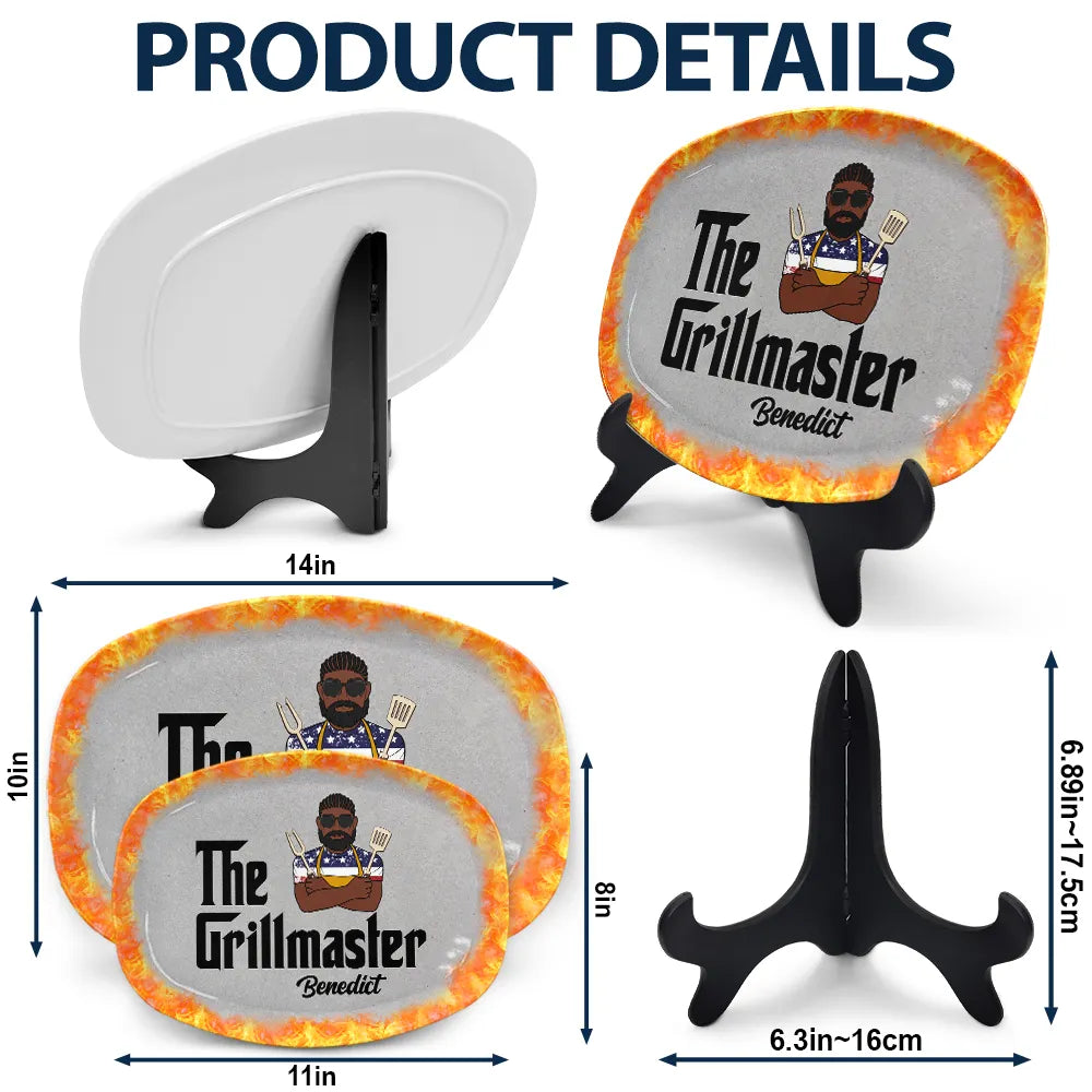 The GrillFather Master - Personalized Plate for the Ultimate BBQ Lover Plate PopCulturePrints