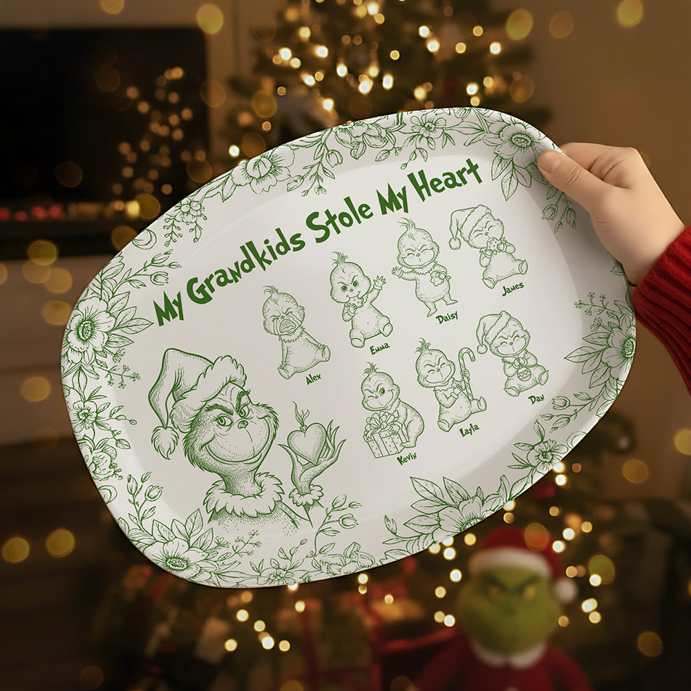 My Grandkids Stole My Heart - Personalized Grandma Plate for Christmas Plates PopCulturePrints